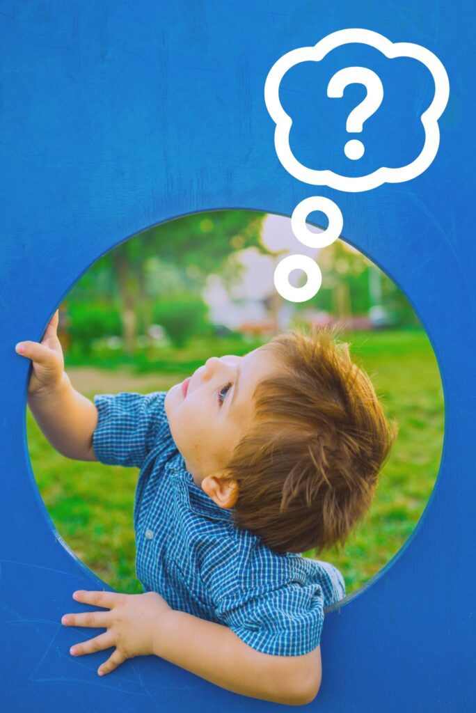 Picture of little boy exploring blue climbing gym